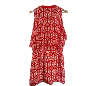 Leifsdottir Anthropologie Catalyst Red Orange White Silk Tunic‎ Dress Size 0 thumbnail 8
