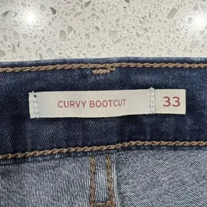 Levi's Sz 33 Curvy Bootcut Jeans‎ Mid Rise Flat Front Stretch Denim Blue Women's thumbnail 3