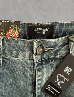Ed Hardy Embroidered New York City Blue Denim Jeans Slim Flare thumbnail 6