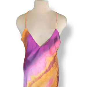 Zara XL Open Back Abstract Watercolor Maxi‎ Dress Boho Euro Summer Resort New thumbnail 8