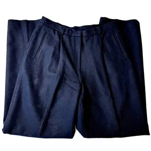 Vintage 80s Ralph Lauren Navy Blue Wool Pleated Lined High Waist Trousers Sz 12 thumbnail 1