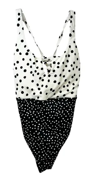 Beach Betty XL One Piece Swimsuit Polka Dot Black White Vacation Beach Pool‎ 734 thumbnail 1