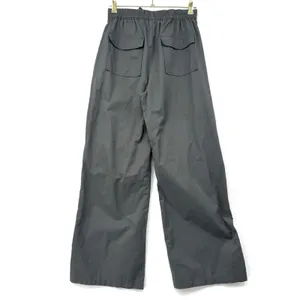 Cider Wide Leg Cargo Pants Gray Elastic Waist Drawstring Casual Utility Sz Large thumbnail 2