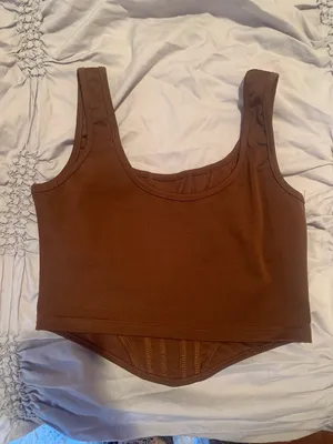 Brown Cropped Corset Top thumbnail 2