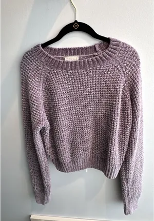 Altar’d State Mardi Gras Cropped Purple Sweater thumbnail 2