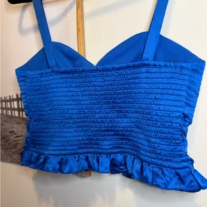 Bog Collective Royal Blue Satin Sweetheart Crop Top Size Large thumbnail 4