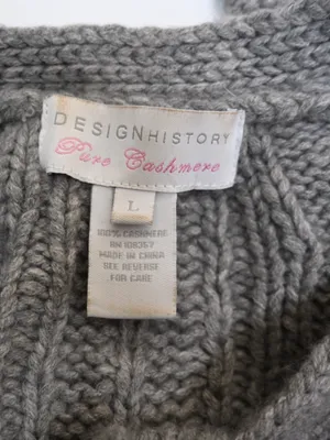 Design History Women's L Pure Cashmere Gray Cable-Knit Cropped Cardigan thumbnail 9