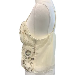 Beaded Sequin NWT Fairy Cami Crop Top Ivory Party Y2K Coquette XL No Boundaries thumbnail 4