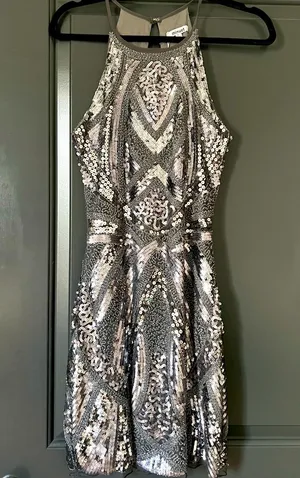 Vici Silver- Dark Gray Sequin Mini Dress thumbnail 1