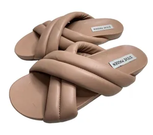 Steve Madden Sandals Womens Size 9 Nude Open Toe Crisscross Slip On‎ Slides thumbnail 1