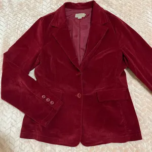 XXI‎ Brand Deep Red Corduroy Jacket Blazer Button Front Stretch Size L thumbnail 2
