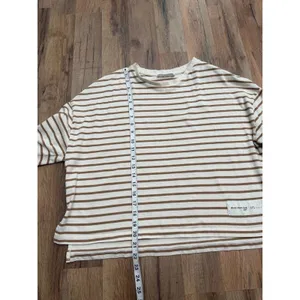MNG Mango‎ Striped Oversized Long Sleeve Top Beige Brown Size L thumbnail 7