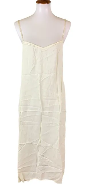 Jessica‎ McClintock Cream Slip Midi Dress Spaghetti Strap Small Slit Large thumbnail 1