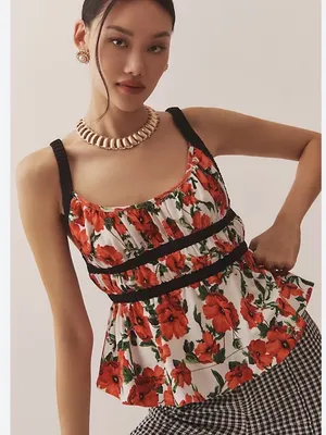 Maeve by Anthropologie Ditali Open-Back Tank Top poppies sz M new NWT thumbnail 1