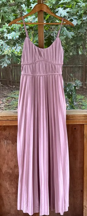 ASOS Design Women's Satin Pleated Maxi Dress Dark Rose Pink Size 8 thumbnail 1