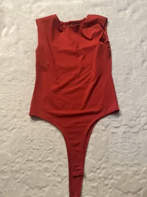 Wearever BodysuitWomen’s Size M Red Casual Dressy Summer Made In USA thumbnail 2