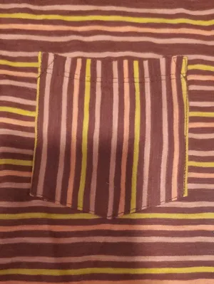 Women's Striped Short Sleeve Pocket Tee in Rust, Pink & Yellow thumbnail 4