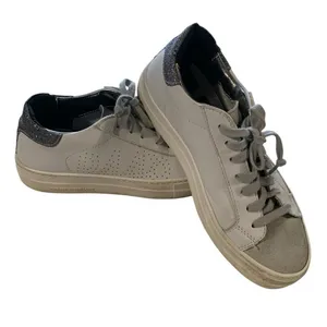 P448 John Sneaker UK 37 US 7 White Silver Glitter Low Top Distressed Luxury Core thumbnail 1
