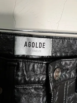 Agolde 90’s Pinch Waist Recylced Leather Blend High Rise Lined Black Detox Pants thumbnail 8