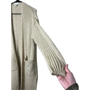 Topshop Womens Chunky Long Cardigan Sweater Tan Beige‎ Oversized 0-2P thumbnail 4