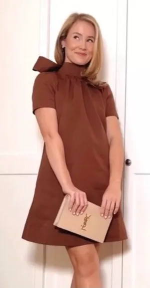 Staud Mini Ilana Dress in Clove Brown S thumbnail 1