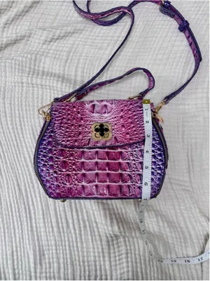 Women's Unbranded Purple Pink Faux Croc Embossed Crossbody Clutch Bag One Size thumbnail 6