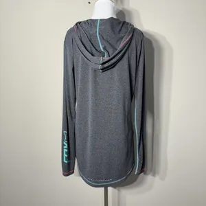 Fox Head Hoodie Top Womens Large Gray Long Sleeve Zip Pocket Graphic Lightweight thumbnail 7
