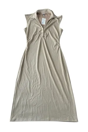A New Day NWT Cap Sleeve Midi Bodycon Dress Size‎ Large Irish Cream Beige thumbnail 1