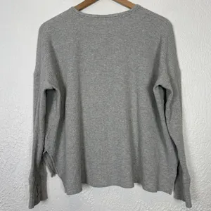 Aerie Offline Wow! Waffle Henley Long Sleeve Shirt Grey Size Small thumbnail 3
