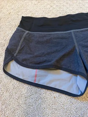 Lululemon Speed Up 2.5” Charcoal/Gray Coral Stitching Athletic Running Shorts thumbnail 2