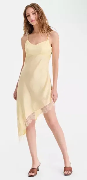 Bar III Women's Satin Lace-Trim Asymmetric-Hem Dress thumbnail 1