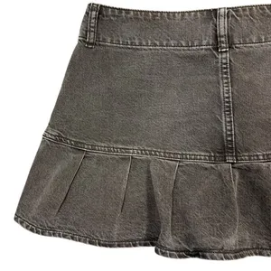 PacSun Brown Low-Rise Denim Micro Mini Skirt Sz 27" Pleated Y2K Grunge Cyber thumbnail 11