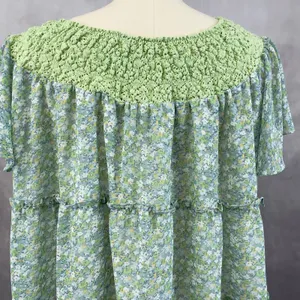 Floral Tiered Ruffle Top Women Medium Crochet Cottage Soft Girl‎ Fairy Prairie thumbnail 8