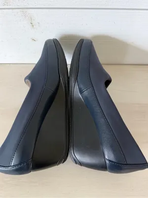 Clarks Wedge Heel Loafer Women’s Size 7.5 Wide Textile Blue Comfort Work NEW thumbnail 4
