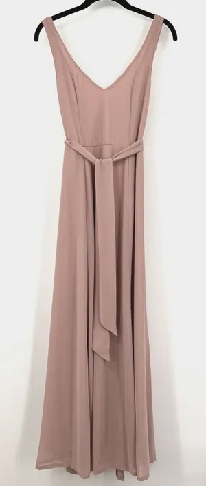 Show Me Your Mumu Jenn Maxi Bridesmaids Formal Dress Soft Beige Chiffon Sz Small thumbnail 1