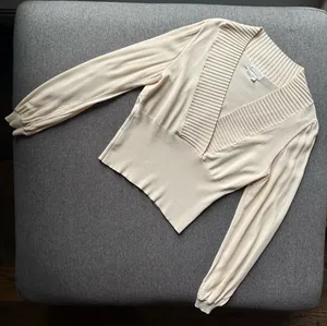 Anthropologie V Neck Cinch Waist Blouse Top Medium thumbnail 1