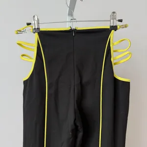 I.AM.GIA sz S Lucid Pant Black Neon Yellow Cut Out Strappy Flare‎ Rave Y2K thumbnail 10