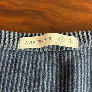Altar'd State Pullover Sweater Womens Size S Blue‎ Ribbed Knit Cropped thumbnail 2
