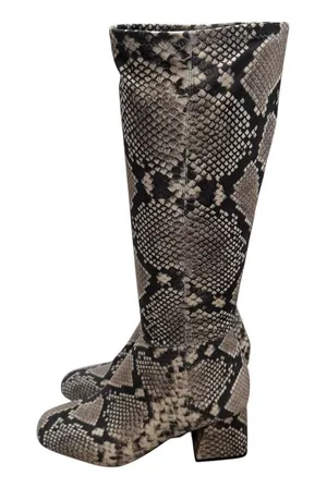 Steve‎ Madden Dynasty Snakeskin Print Boots Size 7 M Fitted Calf Stretch thumbnail 1