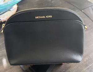 Michael Kors Cindy Dome Crossbody Bag Black Saffiano Leather Gold Tone Hardware thumbnail 1