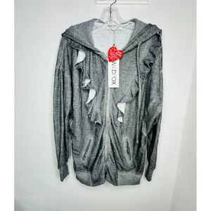 Wildfox Urban Outfitters Minka gray burnout full zip new oversized Sweatshirt thumbnail 7