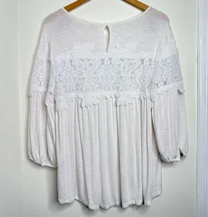 Adiva Flowy Crochet Lace Detail Boho Top High Low Women’s Size Large Summer thumbnail 6
