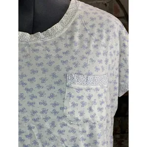 T-shirt vintage bow print purple white thumbnail 3