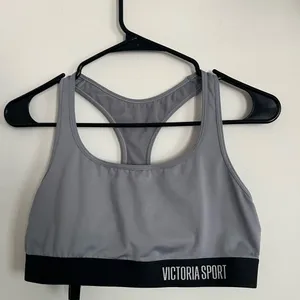 PINK - Victoria's Secret Grey Sportsbra with Branded band and Criss Cross Side Trim thumbnail 1