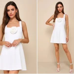 LULU's Classy Bridal Shower Bachelorette Engagement Sexy Rosette Mini Dress thumbnail 3