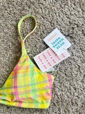 Dippin Daisys NEW Plaid Knot Front Bikini Top thumbnail 4