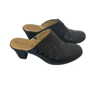 Björndal Shoes Susan Womens 6M Black Leather Mule Slip On Casual Heel Neutral thumbnail 4