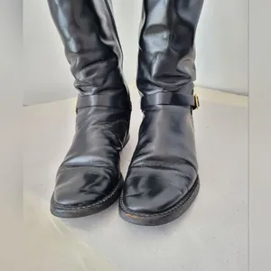 Cole Haan City Knee High Boots Vegan Leather Black Equestrian Low Heel Size 6 thumbnail 4