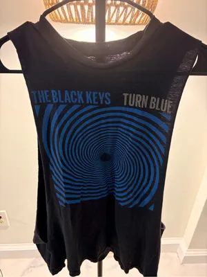 Vintage The Black Keys Tour Graphic Muscle Tee - Blue on Black thumbnail 1