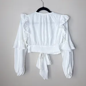 NEW NWT Revolve Line & Dot‎ XS White Sonia Blouse Style LT4153B Cropped Ruffled thumbnail 7